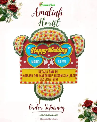 Karangan Papan Bunga Pernikahan di Gunawarman